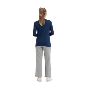 <b>Women's</b> <b>Navy</b> V-Neck Long Sleeve Knitted T-Shirt Solid Color Casual Regular Fit All Seasons <b>Top</b> - Product Image 2