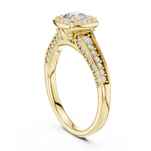 Anillo de compromiso clásico de oro macizo de 14 quilates con diamante de laboratorio de corte octogonal cuadrado y piedras laterales pavé de corte redondo para mujer - Product Image 3