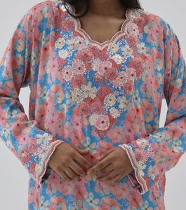 Caftán Abaya Turco Hecho a Mano, Largo hasta el Suelo, Manga Larga, Cuello en V, Poliéster, Corte Regular, Casual, para Fiesta de Noche, Estilo Flare, Superventas - Product Image 6