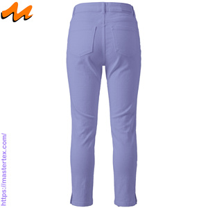 Pantalon décontracté pour femme, coupe droite, taille mi-haute, avec cinq poches et fente, en tissu respirant, coton et élasthanne, pour l'été et le printemps 7.81 - Product Image 2