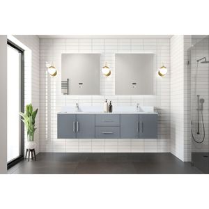 Grigio scuro 72 pollici. L X 22 Pollici Mobile bagno doppio con lavabo da 30 pollici Specchi LED con Top in Quarzo Bianco per Mobili da Bagno - Product Image 3