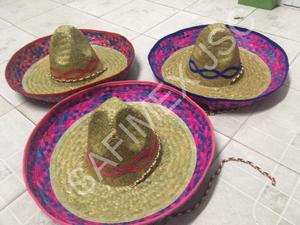 Chapeau Sombrero Mexicain Personnalisable à Large Bord en Paille avec Pompons pour Déguisement - Product Image 6