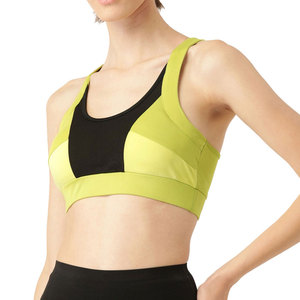 Women Color Blocking Sports <b>Bra</b> <b>Racerback</b> Scoop Neck Medium Support Breathable Yoga Workout Seamless Fit Contrast Binding - Product Image 1