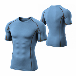 Vente en gros de rashguard MMA imprimé par sublimation, t-shirt de compression à manches courtes unisexe de haute qualité pour BJJ, respirant, pour le surf - Product Image 3