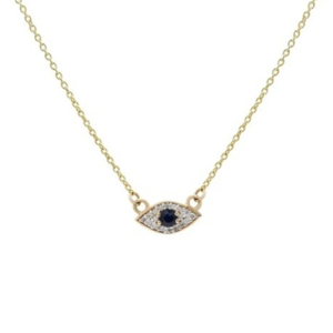 14K Gold Plated Sapphire Evil Eye Pendant Necklace-Fine Charm Jewelry Gift - Product Image 1
