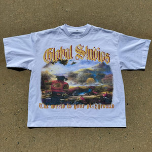 เสื้อยืดครอปผู้ชายผ้าฝ้าย 100% สไตล์สตรีทแวร์ แบบเรียบๆ สั่งทำได้ วินเทจ ลุคซักยับ ทรงใหญ่ โอเวอร์ไซส์ ขาดๆ แบบดิสเทรส - Product Image 3