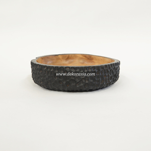 Bol décoratif rond en teck avec un design sculpté artistique pour les fruits, les collations et la décoration de table - Product Image 4