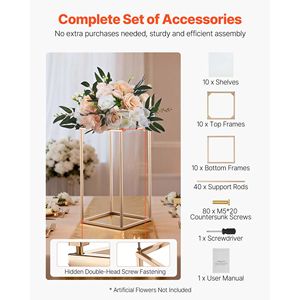 10 Pezzi Supporto per Fiori da Matrimonio a Colonna 15,75 Pollici, Espositore Floreale Rettangolare in Acrilico Laminato Oro per Applicazioni da Tavolo - Product Image 5