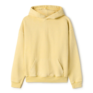 เสื้อฮู้ดดี้วินเทจสีเหลืองสำหรับผู้หญิง ผ้าฟลีซคอตตอน 100% ล้างสีแบบแอซิดวอช สกรีนโลโก้ได้ ระบายอากาศได้ดี สไตล์สตรีทแวร์ สำหรับผู้หญิง ใส่ได้ในฤดูหนาว - Product Image 3
