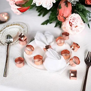 Modern <b>Copper</b> Metal Napkin Rings Ring Shape 2.5cm Wide Durable <b>Table</b> Decoration for Party - Product Image 5