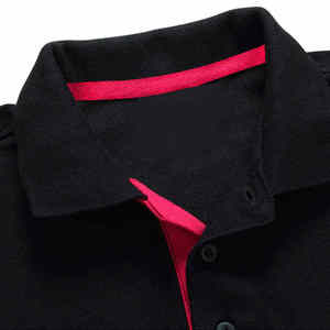 Polo Negro para Hombre, Manga Corta, Corte Regular, Tejido de Punto, Ribete en Contraste, Color Sólido Informal - Product Image 3