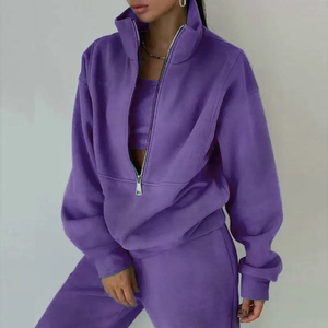 Sweat-shirts pour femmes personnalisés imprimés/brodés, sweat-shirts deux pièces pour femmes grandes tailles, ensemble décontracté de style sportif et streetwear en molleton - Product Image 5
