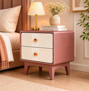 Wood Nightstand Two Drawer <b>Bedside</b> <b>Table</b> Small End <b>Table</b> Bedroom Decor Contemporary Nightstand Cabinet Housewarming Tabletop - Product Image 5