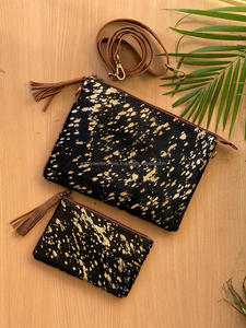 Bolso bandolera de piel de vaca metálico de nuevo diseño OEM 2024 al por mayor y conjunto de mujer con cremallera y pelo de piel de vaca - Product Image 2