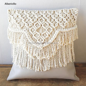 Funda de almohada de macramé de lujo, diseño de patrón geométrico, funda de cojín bohemio hecho a mano de algodón, textil para el hogar con diferentes diseños - Product Image 5