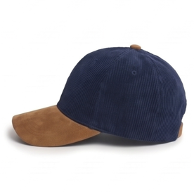 Gorra de Béisbol Unisex de Pana Azul Marino con Visera de Gamuza Marrón, Estilo Casual para Adultos, Apta para las Cuatro Estaciones - Product Image 3