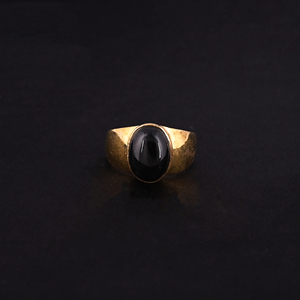 Anillo de latón con bisel chapado en oro para mujer - Product Image 2