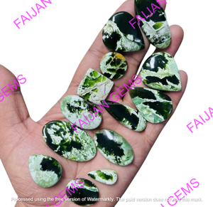Pierres précieuses 100 % naturelles en chrysoprase, formes variées, cabochons polis, pierres lâches pour la fabrication de bijoux homme femme, cadeau, FAIJAN GEMS Troisième - Product Image 3