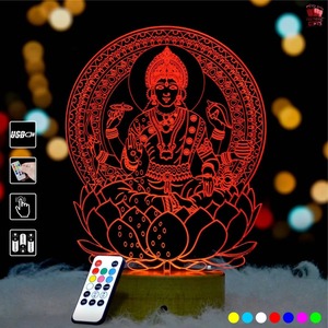 Lampe de nuit LED 3D en acrylique DhanLaxmi de qualité supérieure, lumière décorative religieuse pour la maison, le temple, la salle de prière, la chambre à coucher et les moments spirituels - Product Image 6