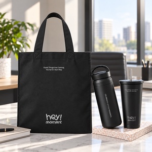 Ensemble cadeau sac fourre-tout personnalisé, bouteille isotherme en acier inoxydable 500 ml avec paille et gobelet, avec logo, pour cadeau d'entreprise, kit de bienvenue pour employés, faible MOQ - Product Image 4