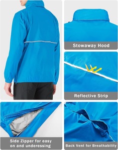 CONX Custom Mens Polyester Windproof Quilted <b>Jacket</b> Water Repellent Lightweight <b>Packable</b> Blue Streetwear Zipper Hooded Winter - Product Image 4