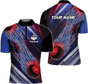 Custom Polyester Sublimated Printed Men's <b>Bowling</b> Jerseys Polo Collar Short Sleeves Breathable <b>Bowling</b> Shirts - Product Image 2