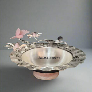 Newly Flower Collection Embossed Design Handmade Eco-Friendly Modern Luxury Polished Metal Snacks <b>Bowl</b> Wedding Gifting <b>Pink</b> - Product Image 5