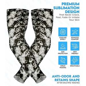 Splendid Apparel Manchettes de protection solaires unisexe à manches longues en soie glacée imprimées par sublimation UPF50+, unies et camouflage, avec détection d'aiguille - Product Image 2