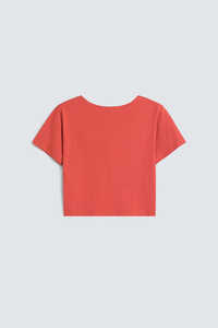 Camisetas de Mujer Lisas, Transpirables, Ligeras, Corte Regular, Color Rojo-Naranja, Cuello Redondo, Manga Corta, 100% Algodón, Venta al Por Mayor - Product Image 6