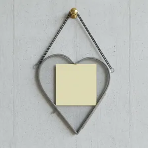 Artisan Design Iron/Glass Heart Shape Photo Frame with Chain Wall Hanging for <b>Valentine</b> & Wedding Gift Home <b>Decor</b> - Product Image 1