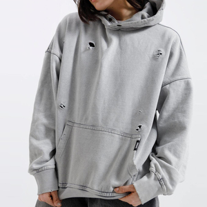 <b>Blank</b> Distressed Hoodies For Women Heavy Cotton Apparel Suitable For Custom Brands Streetwear Distressed Hoodies - Product Image 5