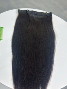 Extensions de cheveux naturels à clipser, noir naturel, lisses, double épaisseur, Remy indien, trame simple - Product Image 1