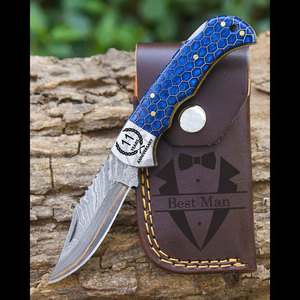 High Hardness Copper Damascus Steel Honeycomb Handle OEM DIY Outdoor Folding Pocket Knife Back Lock EDC <b>Tool</b> <b>Camping</b> Knives - Product Image 2