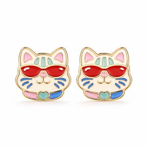 Fashion Enamel Designer Inspired <b>Cat</b> Earring Cute Kitten Single Stud Earring for Girls - Product Image 5