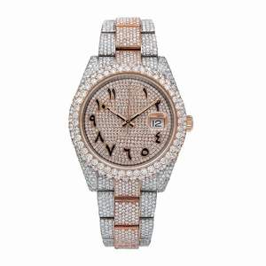 Reloj BOJ Premium R.o.l.e.x. Árabe de 41 mm, Automático, de Acero Inoxidable, de Lujo, Estilo Hip-Hop, Personalizado, Hecho a Mano, con Esfera de Cristal y Diamantes Moissanite - Product Image 1