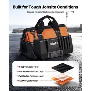 Sac à dos pour outils portable de 15,7 pouces avec 33 poches, poignée souple et bandoulière réglable - Product Image 4