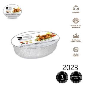 Vassoio in Alluminio Ovale 27,3x22,6x7,6 Cm Riciclabile per Cucina - Product Image 1