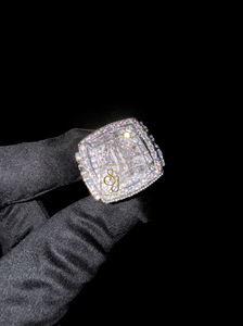 SHRAMAN DIAMOND Men's Luxury Hip Hop Rhodium Plated 925 Silver Pave Setting Moissanite <b>Rings</b> Custom Iced <b>Initial</b> Engagement Gift - Product Image 2