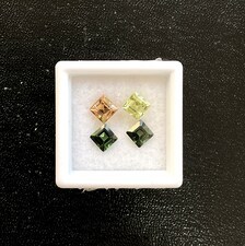 Par de Turmalinas de 3.30 Quilates, Combinadas en Verde, Menta y Rosa, Corte Princesa Cuadrado, Turmalina Natural - Product Image 1