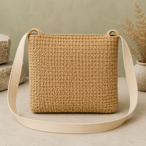Sac à bandoulière en jute écologique et durable pour femme, motif feuille, tissé, mini sac à main, bandoulière simple, chaînes, fermeture éclair - Product Image 6