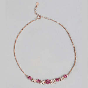 Cadeau de Noël pour la Saint-Valentin, Radiant Links, chevillère en argent sterling 925 plaqué or rose pour femmes et filles - Product Image 1