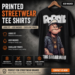 T-shirts Streetwear Personnalisés à Manches Courtes Style Moto & Biker, en Coton Lourd Imprimé, Coupe Ample, Effet Délavé à l'Acide - Product Image 1