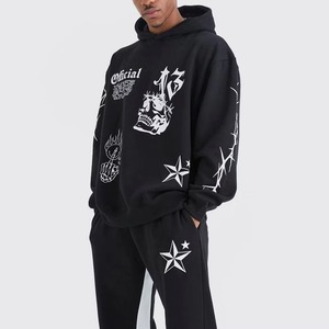 Offre Spéciale – Ensemble Jogging Hiver 100% Coton Respirant avec Broderie Appliquée et Graphique Personnalisé, Effet Délavé, Doux et Tendance, Style Streetwear - Product Image 6