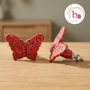 Ba Red Butterfly Cast Iron Modern Cabinet <b>Knobs</b> Handles for Bathroom <b>Dresser</b> Drawer Eco-Friendly Easy Installation Furniture - Product Image 1