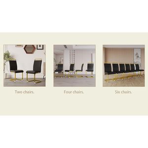 Sedia da Pranzo Moderna con Gambe in Metallo a Forma di C, Schienale Alto in Ecopelle PU, Sedia Laterale Imbottita con Finitura Cromata, Kit per Sala da Pranzo - Product Image 6