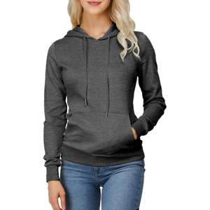 Sudadera con capucha de golf personalizada de felpa sólida con cremallera y cuello alto para invierno, 100% algodón, corta, lisa, para mujer - Product Image 1