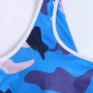 Spandex/Polyester Sublimation Transfer Print Eco-Friendly Four-Way Stretch Simple Racer-Back <b>Bra</b> Women High Support Front - Product Image 3