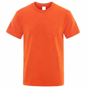 T-shirt uni à manches courtes et col rond 100% coton pour homme, tissu tricoté de haute qualité, logo personnalisé imprimé par méthode numérique, couleur unie - Product Image 1