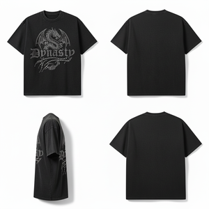 เสื้อยืดกราฟิกแบบกำหนดเอง ประดับเพชร ทรงบ็อกซี่ ตัดเย็บแบบดิสเทรส สำหรับผู้ชาย แฟชั่นวินเทจ เสื้อยืดโอเวอร์ไซส์เนื้อหนา - Product Image 4