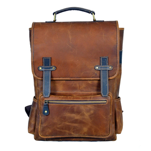 Vintage Fashionable PU <b>Leather</b> PC <b>Backpack</b> Anti-Theft Waterproof 20-39L <b>Large</b> Capacity Travel Unisex Daily Carry - Product Image 1